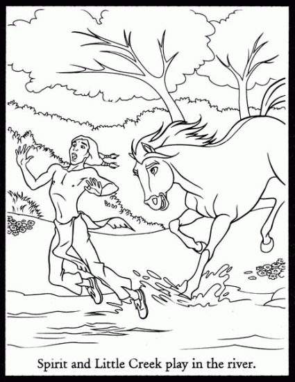 Kolorowanka Spirit i Little Creek - Kreatywna Zabawa dla Dzieci kolorowanka do druku